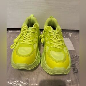 RUNNING Women's Neon Green Chunky wedge  fashion Sneakers Size 6.5 shown as 38